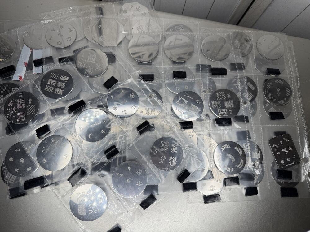 Konad Stamping Nail Art Plates HUGE Lot Of 90! Various Designs Disney Sanrio